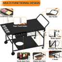 Pizza Oven Table with Topping Station, Outdoor Pizza Oven Cart, Grill Cart Table for Blackstone Griddle, Pizza Prep Station with Storage & Seasoning Tray, for Ninja, Cuisinart, Gozney