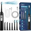 Electric Toothbrush with Water Flosser Combo, 3 in 1 Ultrasonic Toothbrush & Dental Oral Irrigator & Tooth Cleaner with 4 Modes, One Switch from Sonic Brushing to Water Flossing for Home Travel