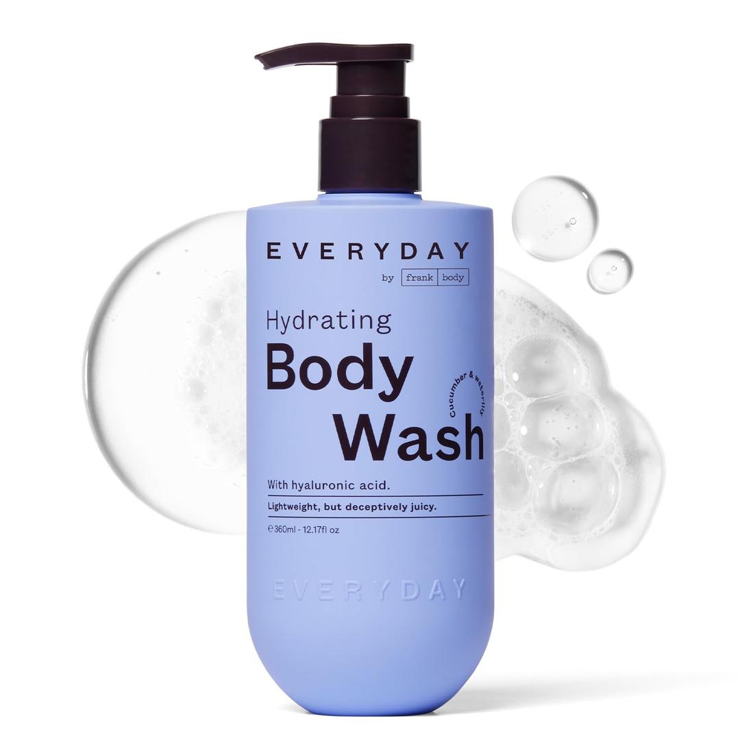 frank body Hydrating Body Wash | Moisturizes, Hydrates & Soothes | Hyaluronic Acid, Aloe Vera & Glycerin | Cucumber & Waterlily Scent | Vegan & Cruelty Free | 360ml