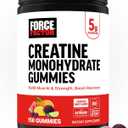 Force Factor Creatine Monohydrate Gummies, NSF Certified, 5g Dose for Men & Women to Support Muscle, Strength, Recovery, Cognitive Health & Memory, Assorted Fruit Flavors, 150 Gummies (EXP 06/01/27)