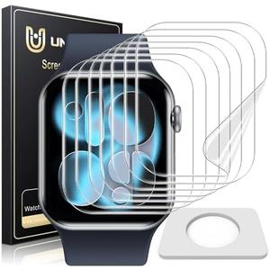 UniqueMe 8 Pack for Apple Watch Series 11/10 Screen Protector 46mm - [Strong Asorption] [Flexible TPU Not Glass][Non-Bubbles] iWatch Anti-Scratch Protection HD Clear Cover Soft Film