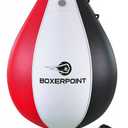 BOXERPOINT Speed Bag for Boxing - Durable PU Leather Punching Bag for Adults - Anti-Leak Boxing Bags Home Gym Training Equipment, Portable Heavy Bags - Large Reflex Ball, Indoor & Outdoor (Medium, Tricolor)