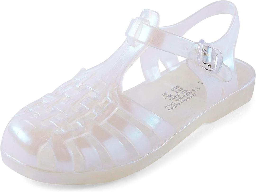 The Children's Place girls Girls Jelly Fisherman Sandals (4 Big Kid, Holographic)