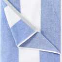 Cotton Oversized Beach Towel - Large 70 x 35 Inch Pool Towel, Blue Striped Quick Dry Swimming Cabana Towel