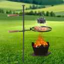 BreeRainz Swivel Campfire Grill,360 Adjustable Camp Over Fire Pit Grill,Multipurpose Cooking Equipment for Camping Outdoor BBQ