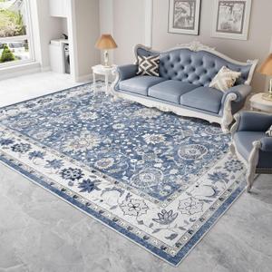 Vamcheer Area Rugs for Living Room - 9x12 Washable Area Rug for Bedroom Dining Room Kitchen Indoor Rugs, Soft Machine Washable Vintage Carpet, Blue Vamcheer Area Rugs for Living Room - 9x12 Washable Area Rug for Bedroom Dining Room Kitchen Indoor Rugs, Soft Machine Washable Vintage Carpet, Blue