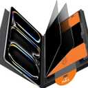 OMOTON 2 Pack Privacy Screen Protector for iPad Pro 13 inch M5 M4(8th&7th Generation, 2025/2024)Anti-Spy Tempered Glass with Easy Installation Tray, Case Friendly/Apple Pencil Support (Black)