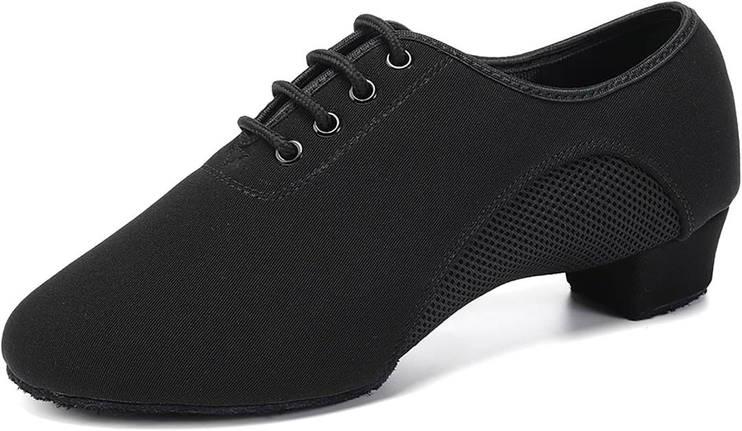 SWDZM Men&Women Ballroom Dance Shoes Closed Toe Latin Salsa Practice Dancer Modern Performance Dancing Shoes (8.5, Black)
