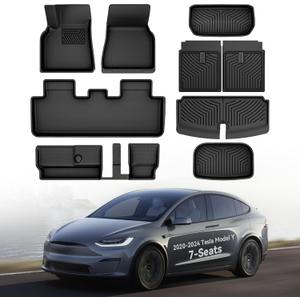 OEDRO Floor Mats Fit for Tesla Model Y 2025-2020 7-Seat, Fit for Model Y All Weather TPE Cargo Liner Cargo Trunk Model Y Accessories, Black