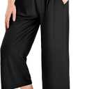 Ipletix Capri Pants for Women High Waisted Casual Wide Leg Yoga Pants with Pockets for Travel Gym Exercise