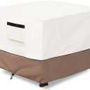 Patio Ottoman Cover Waterproof Square Outdoor Ottoman Covers, 32W x 32D x 18H Inches Patio Furniture Covering Protector Outdoor Side Table Cover (Beige)