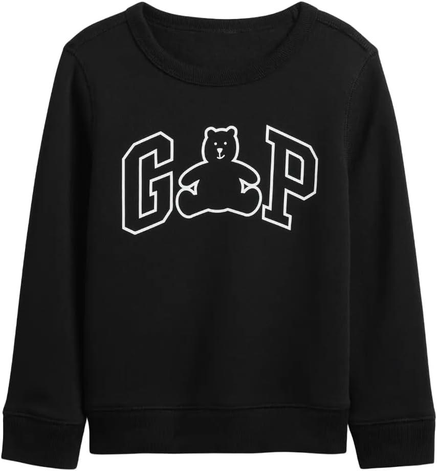 GAP Boys' Logo Crewneck Sweatshirt (Black, XS)