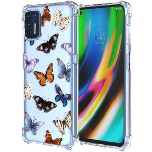 Case for Moto G Stylus 4G 2021 Floral Transparent Soft TPU Phone Case Air Cushion Shockproof Bumper Protective Phone Cover for Motorola G Stylus 4G 2021,Color Butterfly