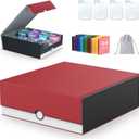 4-Row3200+ Trading Card Storage Box, Card Organizer Holder with 24 Dividers, Case Fit for MTG TCG Magic Commander Deck Playing Cards, Deck Box for Sport Card (Red + White)