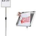 Adjustable Heavy Duty Pedestal Sign Holder Poster Stand - 8.5x11 Inch Vertical & Horizontal Sign Stand Displayed Poster Holder, Square Base Sign Stands for Display, Advertisement & Outdoor Sign Holder