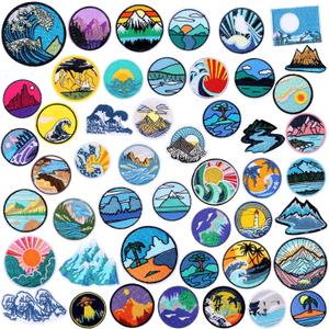 Hotop 48 Pcs Camping Theme Iron on Patches Adventure Outdoor Patch Mountain Hiking Applique Backpacking Sew on Embroidered for Travel Camp Hats Jeans Jackets Clothes Backpack Cap DIY Crafts Sew Making