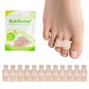 Bukihome Hammer Toe Corrector - 12 PCS Reusable Hammer Toe Straightener Toe Wraps - Buddy Tape Toe Splint for Broken Toe - Hammertoe Corrector for Women & Men (12 ct, Only Large, Beige)