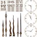3 Sets Clock Hands and Numerals, CNYMANY Walnut Wood DIY Digital Clock Numbers Wall Clock Hands Replacement Parts, Clock Movement Mechanism Kit Clock Accessories Clock Repair