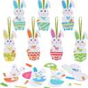 Fennoral 12 Pack Bunny Craft for Kids Make You Own Rabbit Foam Stickers Ornament DIY Easter Arts and Crafts for Party Decoration Easter Gifts