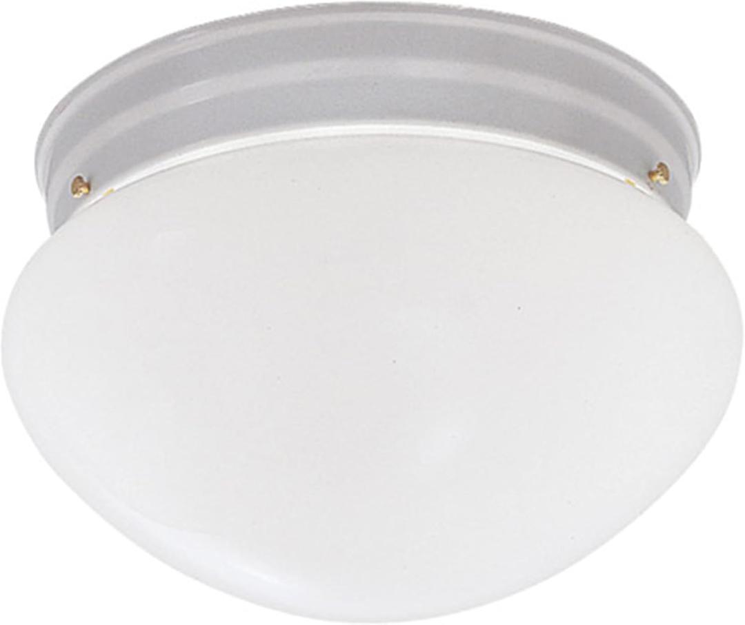 Designers Fountain 9 in 2-Light Flush Mount Ceiling Light with Frosted Glass Shade, White, 4732-WH (Pewter)