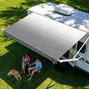RV Awning Fabric Replacement, 19.5oz Heavy-Duty Vinyl Camper Awning, Heat-Sealed Seamless, DIY Setup, UPF 50+ Waterproof Canopy for Camper, Trailer, Motorhome (Graphite Gray, 10FT(Fabric 9'2"))