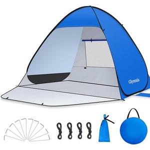 Glymnis Pop Up Beach Tent Beach Shade Tent for 1-4 Persons Sun Shelter UPF 50+ Enclose Zipper Door Portable Easy Up Beach Tent