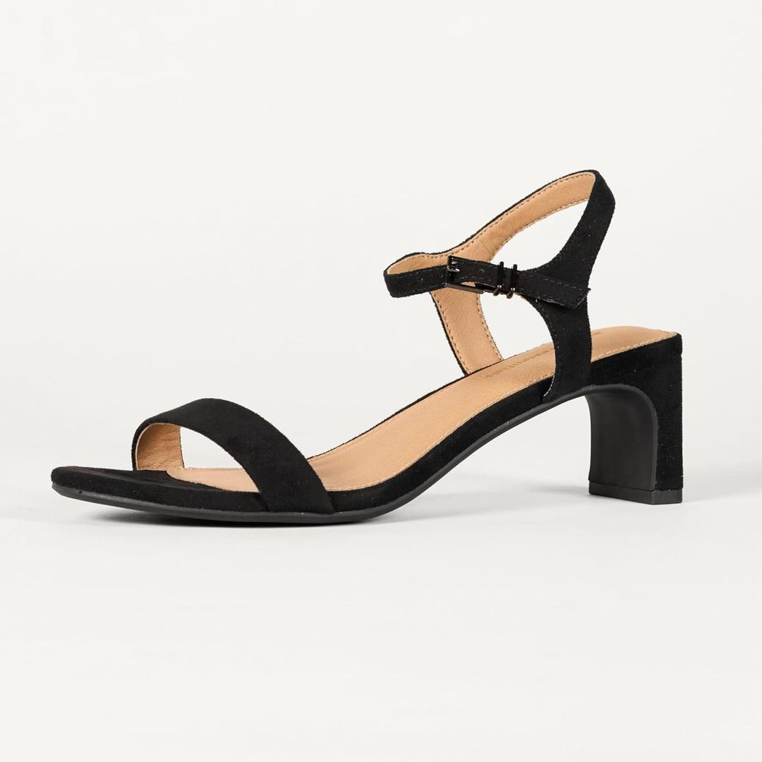 Amazon Essentials Women's Ankle Strap Low Heel Sandals, Size 12