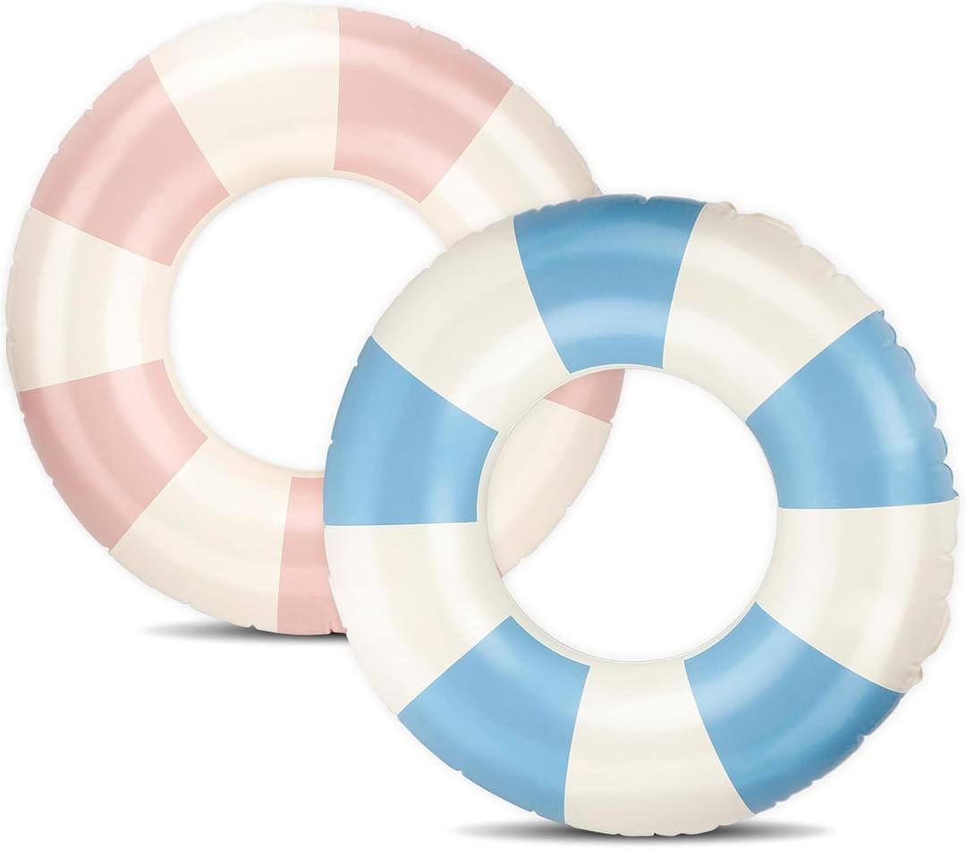 Pool Floats Kids, 2 Pack Pool Tubes, Inflatable Swim Rings, Round Portable Floaties for Kids, Cute Swimming Floats for Girls Boys Pool Beach Lake Summer Party Supplies