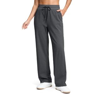 Soothfeel Women's Cotton Sweatpants Lounge Sweat Pants High Waisted Open Bottom Casual Yoga Pants for Women with Pockets (Large, Charcoal)