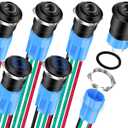 DaierTek 6pcs 12V Latching Push Button Switch LED Blue 12mm Power Button Waterproof ON Off Maintained 12 Volt Small Round Metal Black Wired for Marine Car Truck