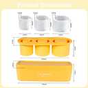 3 x BPA-Free Ice Cube Tray for Tumbler Cup 30Oz-40Oz, 3 Pcs Silicone Cylinder Ice Mold with Lid and Bin for Freezer, Easy Fill and Release Ice Maker for Cold Drinks, Coffee, Cocktails, Juice (Yellow)