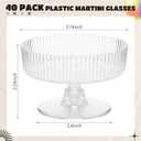 20 Pack Plastic Martini Glasses 6 oz Disposable Vintage Ribbed Coupe Glasses Detachable Champagne Tower Cocktail Unbreakable Dessert Glassware for Wedding Birthday Party Anniversary