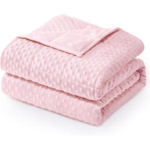 Wemore Minky Dot Weighted Blanket for Adults Queen Size 12 lbs, Soft Cozy Heavy Blanket for Bed and Couch, Breathable Blanket for All-Season with Glass Beads, Pink 60 x 80 inches