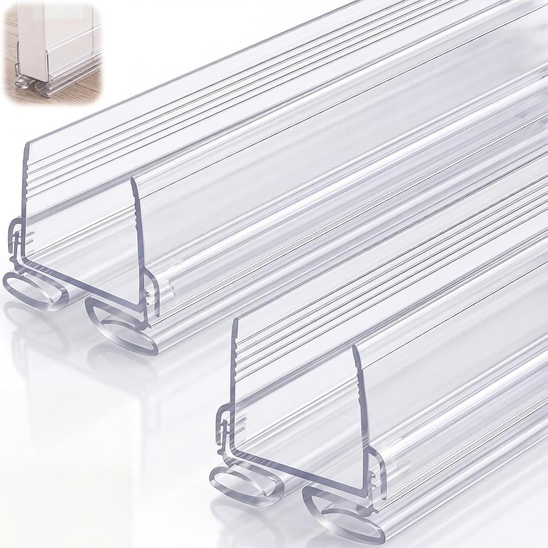 Yaocom 2strip 32" Vinyl U Shape Door Bottom Seal Slide on Door Sweep, Clear