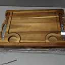 Honeydak 2 Set Acacia Wooden Steak Board Steak Plate Cutting Board with Fork, Knife and Sauce Cups 15.7 Inches Wood Serving Tray for Cheese Charcuterie Meat and Poultry, Birthday Wedding Gift