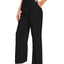 FUNYYZO Women's Wide Leg Pants High Elastic Waisted in The Back Business Work Trousers Long Straight Suit Pants (L)