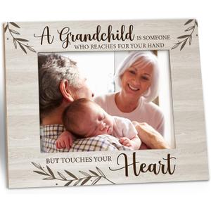New Grandparent Picture Frame - Grandparents Gifts, First Time Grandparents Gifts, Grandchildren Grandkids 5x7 Picture Frame, Grandma Wooden Picture Frames for Tabletop or Wall Hanging