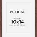 puthiac 10x14 Solid Oak Wood Picture Frame, Fits 8x10 with Mat or 10x14 Without Mat, Wall Display Only, Vertical or Horizontal, Plexi Front, 1 Pack, Walnut