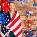 Piemow 4th of July Decorations - Patriotic Decorations Heart Door Sign Hanging, Independence Day Wooden Door Wreath Hanger, Memorial Day Indoor Outdoor Home Decor