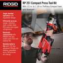 RIDGID 78148 RP 251 Compact Press Tool Battery Kit with ProPress Jaws (1/2" to 1-1/4"), In-Line Pressing Tool for Copper, Stainless Steel, PEX, and Carbon Steel