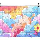 7X5FT Colorful Picture Puzzle Backdrop for Photography Clouds Flower Puzzle Baby Shower Birthday Party Wedding Background 213012
