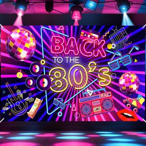 Back to 80's Banner 80's Background Party Decoration Disco Hip Hop Retro 80's Theme Birthday Party Accessories Photography Backdrop (Neon Purple, 73x43.3in)