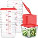 15 Sets 6 Qt Square Food Storage Containers with Lids Commercial Polycarbonate Containers Dough Proofing with Scale Clear Airtight Cereal for Pantry Home Restaurant