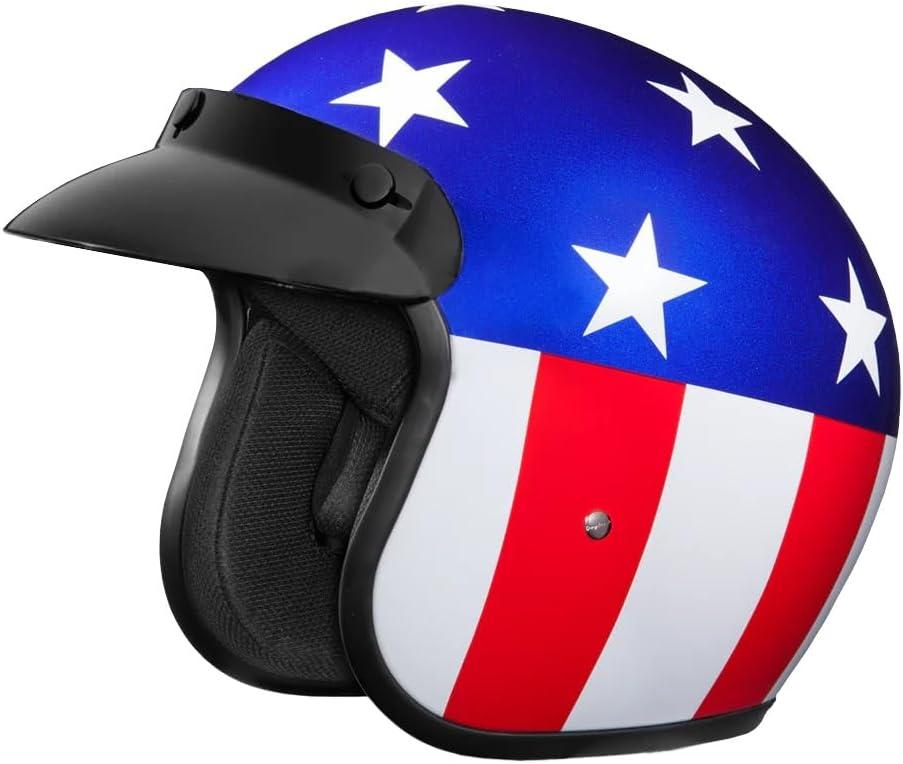 Daytona Helmets 3/4 Shell Open Face Motorcycle Helmet - DOT Approved, Lightweight & Comfortable, Vintage Design for Scooter, Cruiser & Street Bikes - Adjustable Fit, Enhanced Ventilation & Clear Visor L