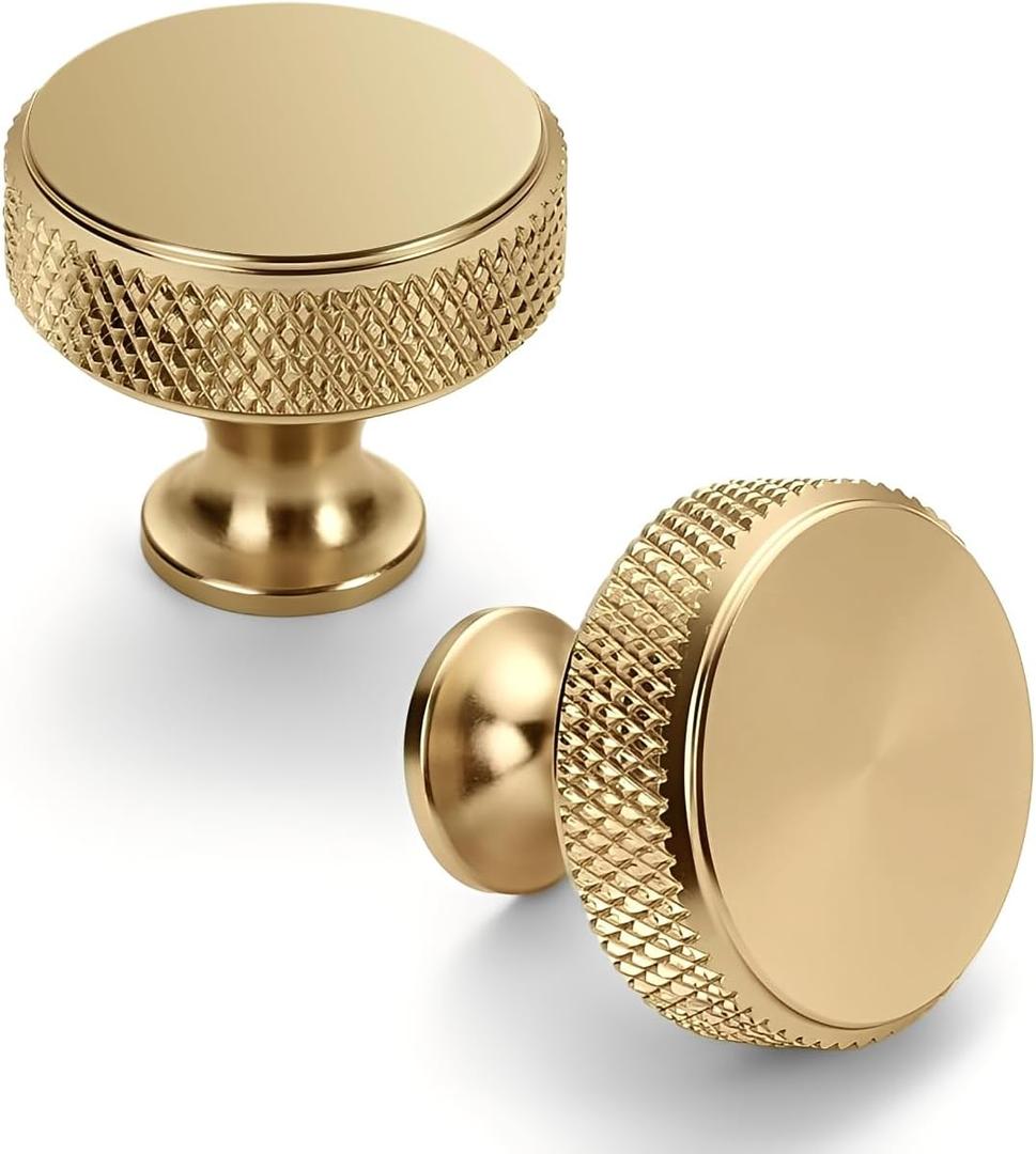 Asidrama 10 Pack Champagne Bronze Kitchen Cabinet Knobs Knurled Dresser Knobs Drawer Knob Cabinet Hardware Aluminum Knob for Dresser Drawers