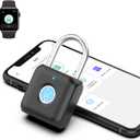 Fingerprint Padlock eLinkSmart Gym Locker Lock for Boys with Phone App iOS Watch Metal Keyless Combination Locks for School Sports Locker Toolbox Hasp Storage Obsidian Black