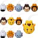 Hoolerry 12 Sets Zoo Animal Cups with Straws and Lids, 10 oz Plastic Reusable Safari Jungle Animal Theme Kids Cups for Safari Birthday Party Supplies