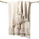 Lifein Chenille Throw Blanket 50x60 - Soft Boho Knitted Blanket for Couch Cozy Farmhouse Decor Bed Throw, Lightweight All Season White/Cream Blanket, Decorative for Living Room Bedroom Spring Decor