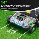TIECTOWN 14-Inch 13.5 Amp 2-in-1 Electric Dethatcher and Scarifier with 11.5-Gallon Collection Bag, Lawn Dethatcher with 5-Position Depth Adjustment, Blade Replacement Without Tool - Green