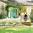 3 x AVOIN colorlife Spring Summer Polka Dot Bee Welcome Garden Flag 12x18 Inch | Double Sided, Weather & Fade Resistant, Yard Outdoor Decoration, for Outside, Seasonal